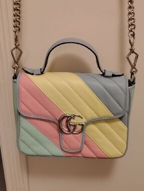 Pastel Gucci Quilted Crossbody Bag with Double G Hardware